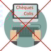 Offre d'emploi chèque et colis barrée d'une croix rouge