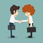 Candidat et recruteur se rencontrent et se serrent la main