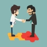 Acheteur et éleveur se rencontrent et se serrent la main