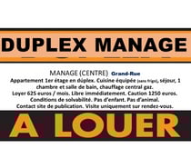 A LOUER APPARTEMENT EN DUPLEX MANAGE