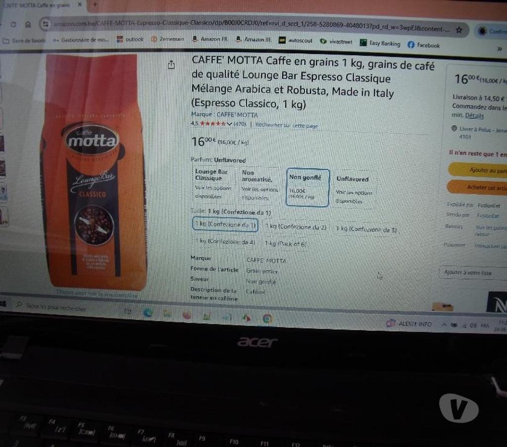 Vins - gastronomie Seraing Jemeppe - Photos Vivastreet CAFFE' MOTTA Café en grains 1 kg, café de qualité