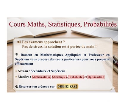 Soutiens scolaires Nimy Mons - Photos Vivastreet Cours Math Proba Statistiques