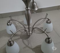 Lustres (2) 5 branches étain ampoules Led