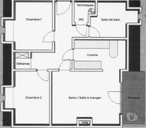 Appartement 2ch avec garage, centre de Jambes