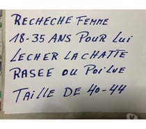 Recherche femme pour lui lécher la chatte rasée ou poilue