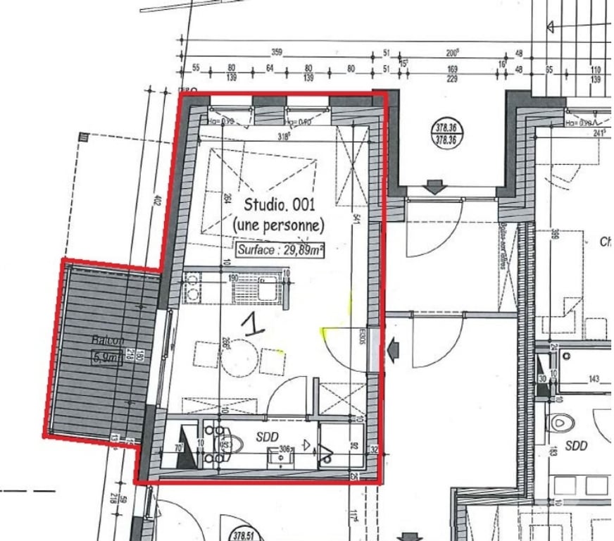 Location appartement Baillamont - Photos Vivastreet BIEVRE : studio +- 30m², terrasse.