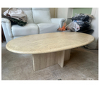 Table basse vintage en travertin –design italien 70s