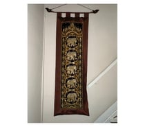 tenture murale artisanale asiatique avec des éléphants