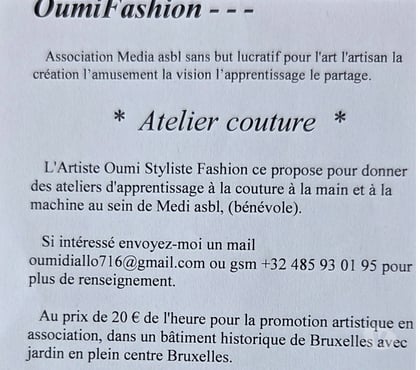 Autres cours Bruxelles-Centrum Bruxelles (Brussels) - Photos Vivastreet Atelier couture