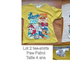 Lot 2 Tee-shirts MC Taille 4ans Nickolodeon Paw Patrol