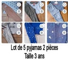 Lot 5 pyjamas 2 pièces Taille 3 ans