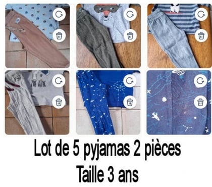 Vêtements bébés Tournai-Centrum Tournai - Photos Vivastreet Lot 5 pyjamas 2 pièces Taille 3 ans