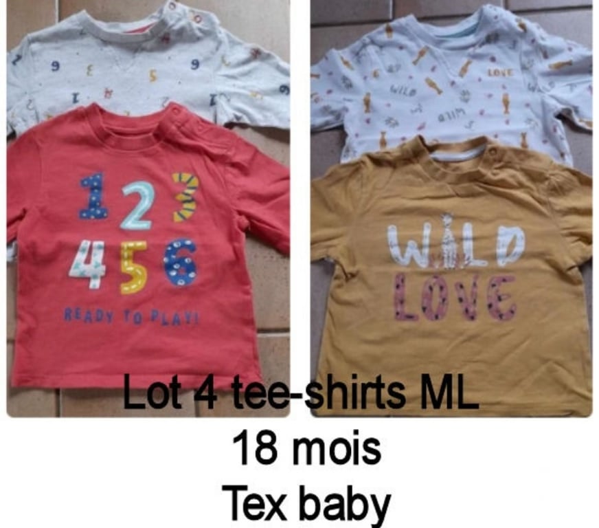 Vêtements bébés Tournai Tournai-Centrum - Photos Vivastreet Lot de 4 tee-shirts ML Taille 18 mois