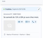 Beez - Namur — Se samedi de 12h à 20h je suce chez mois