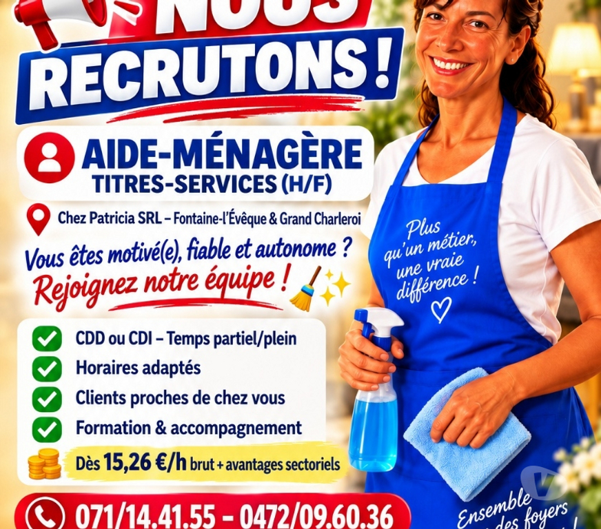 Autres services Fontaine-l'Evêque Fontaine-l'Evêque-Centrum - Photos Vivastreet Aide - ménagères
