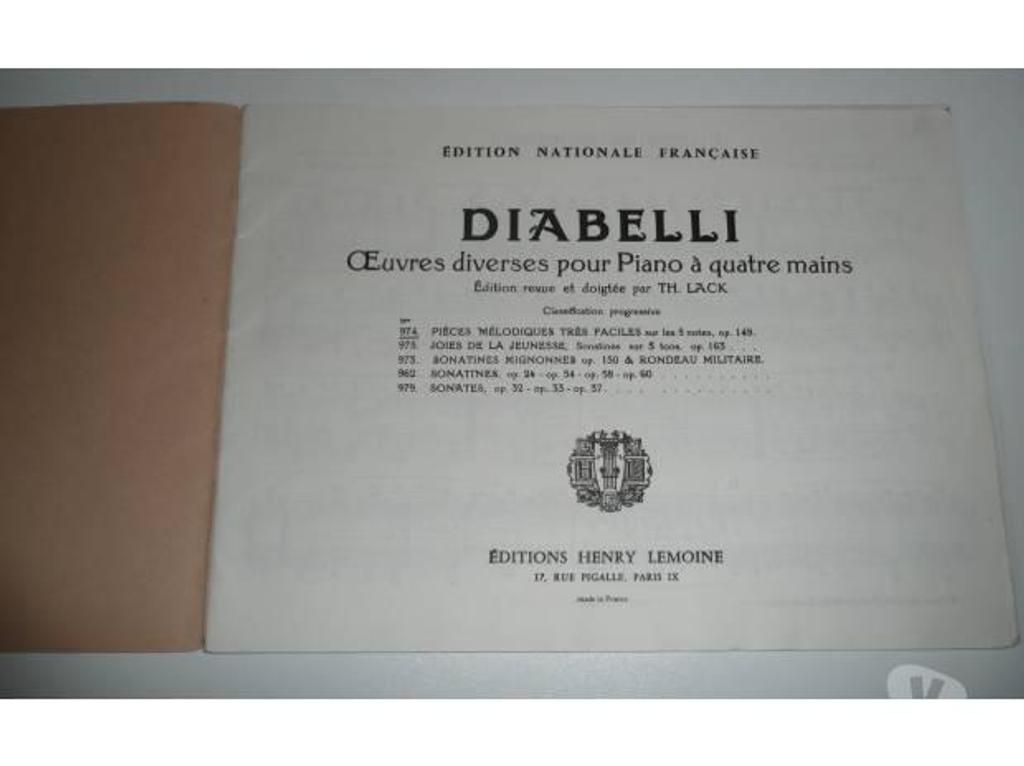 Instruments de musique Seine-et-Marne Meaux - 77100 - Photos Vivastreet PARTITIONS PIANO DIABELLI/JOIES DE LA JEUNESSE PIECES MELODI