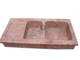 Travertin Rose Evier 2 Bac 120x60x20 cm