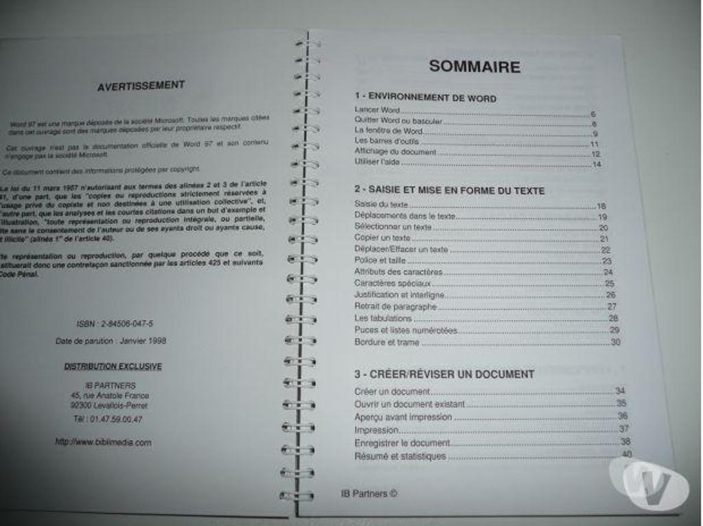 Livres occasion Seine-et-Marne Meaux - 77100 - Photos Vivastreet MANUELS DE COURS WINDOWS 95 et WORD 97 