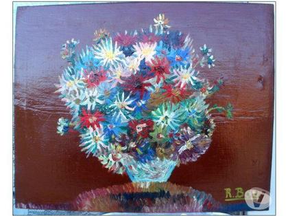 Décoration - art Montauban Tarn-et-Garonne - Photos Vivastreet Bouquet de fleurs dans vase Huile sur toile R. BOU