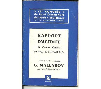 Livres occasion Montauban Tarn-et-Garonne - Photos Vivastreet 1952 Rapport d'activité du Comité Central du PC de l'URSS