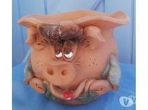 CACHE POT tête cochon en terre cuite