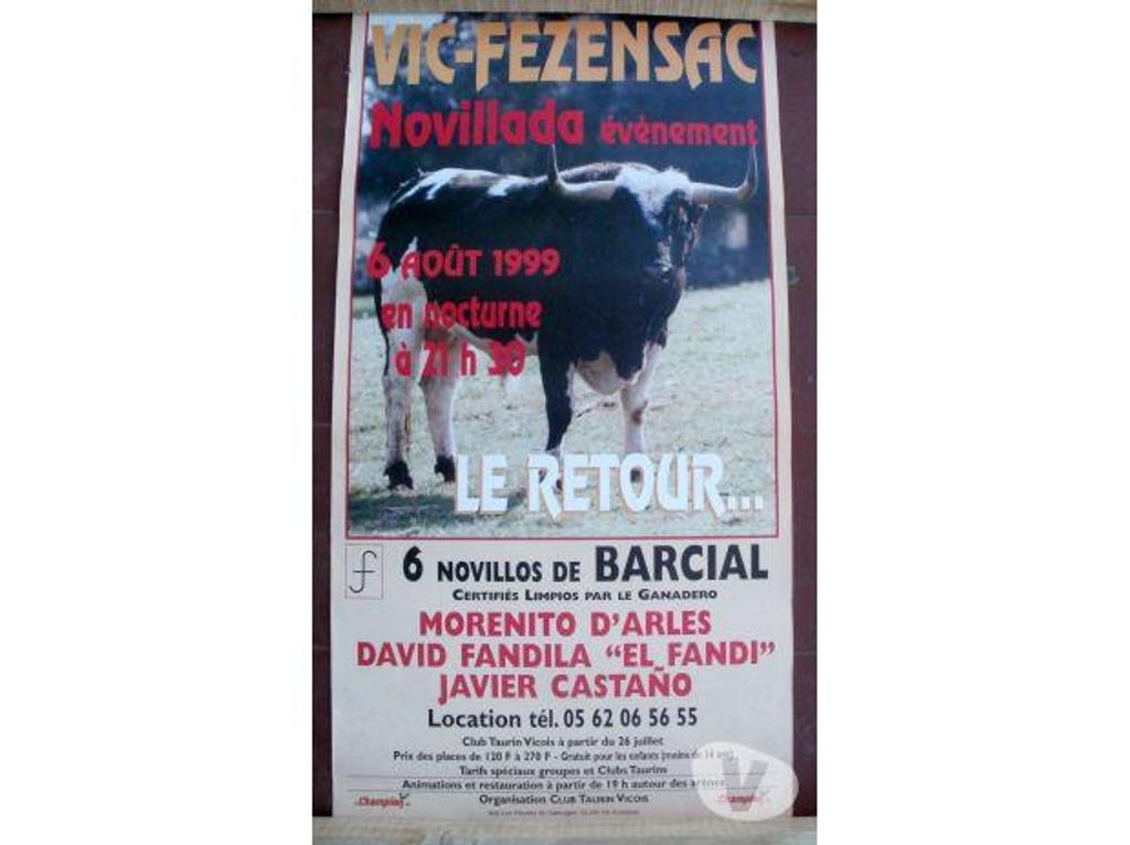 Décoration - art Tarn-et-Garonne Montauban - 82000 - Photos Vivastreet Affiche 1999 tauromachie Novillada VIC FEZENSAC