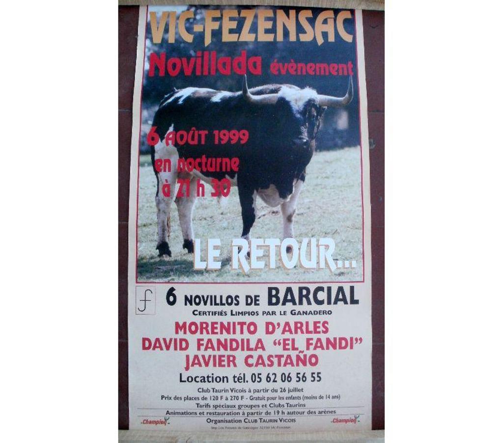 Décoration - art Tarn-et-Garonne Montauban - 82000 - Photos Vivastreet Affiche 1999 tauromachie Novillada VIC FEZENSAC