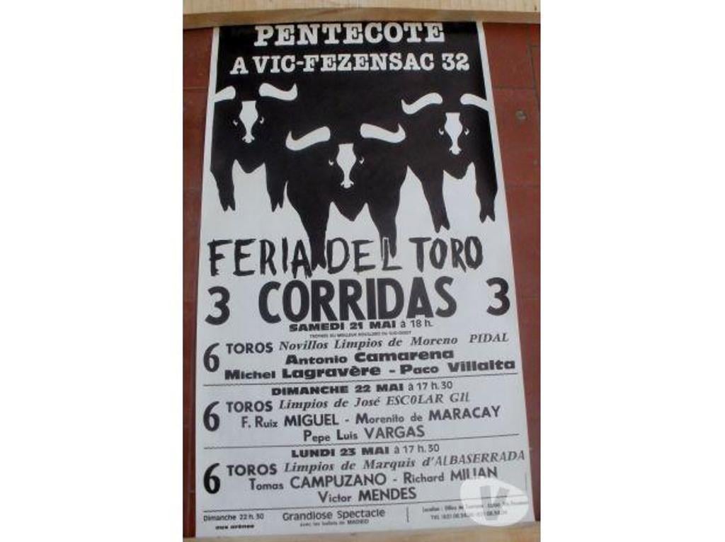 Collection Tarn-et-Garonne Montauban - 82000 - Photos Vivastreet Affiche PENTECOTE VIC FEZENSAC 32 - FERIA DEL TORO