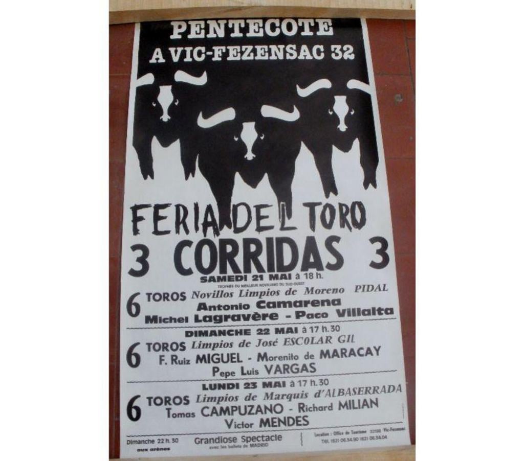 Collection Tarn-et-Garonne Montauban - 82000 - Photos Vivastreet Affiche PENTECOTE VIC FEZENSAC 32 - FERIA DEL TORO