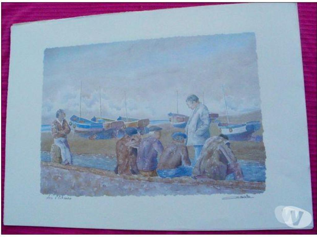 Décoration - art Tarn-et-Garonne Montauban - 82000 - Photos Vivastreet LES PECHEURS Lithographie Aquarelle de Salvador CAVALLE
