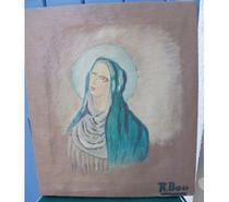 LA VIERGE, huile sur toile signér R BOU