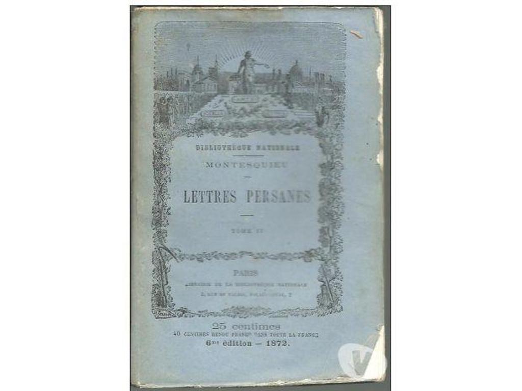 Livres occasion Tarn-et-Garonne Montauban - 82000 - Photos Vivastreet MONTESQUIEU Lettres persanes T 2 - 6e édition 1872