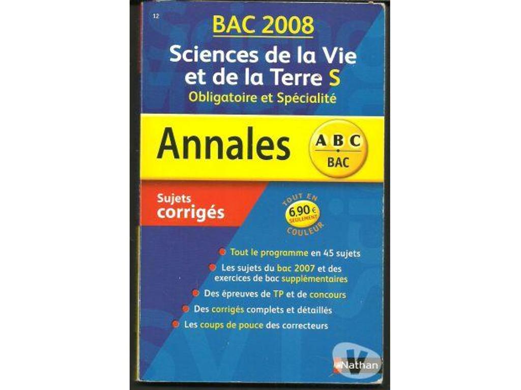 Livres occasion Tarn-et-Garonne Montauban - 82000 - Photos Vivastreet ANNALES BAC 2008 SCIENCES DE LA VIE et de LA TERRE