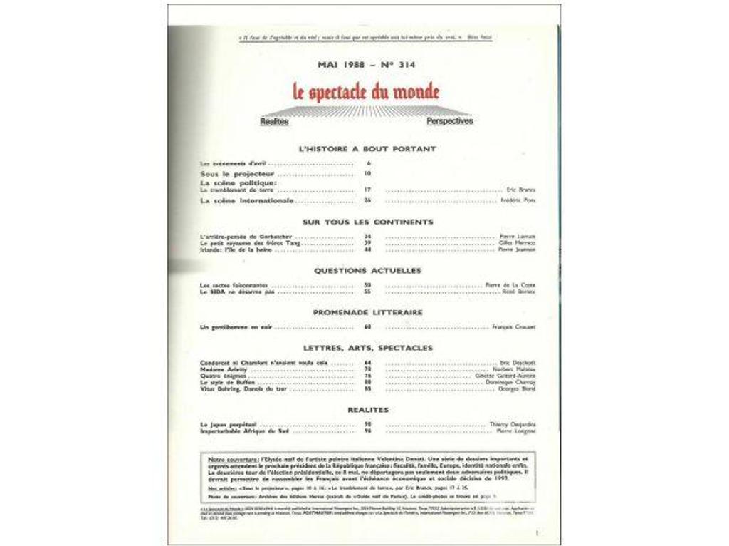 Livres occasion Tarn-et-Garonne Montauban - 82000 - Photos Vivastreet LE SPECTACLE du MONDE n° 314 mai 1988