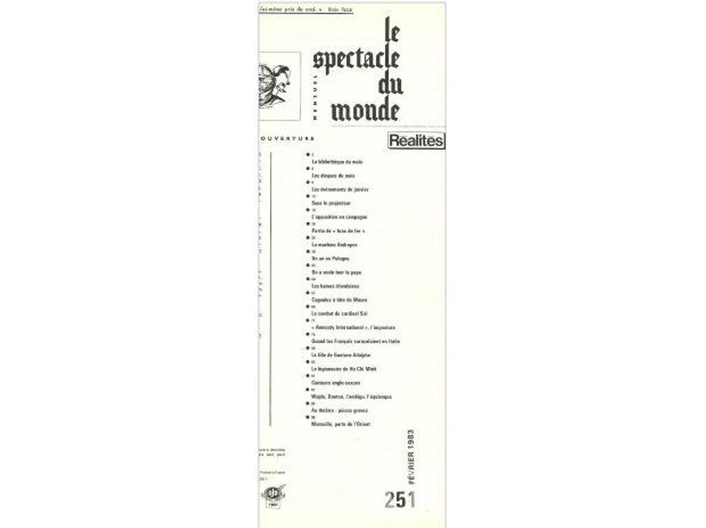 Livres occasion Tarn-et-Garonne Montauban - 82000 - Photos Vivastreet LE SPECTACLE du MONDE n° 251 de février 1983