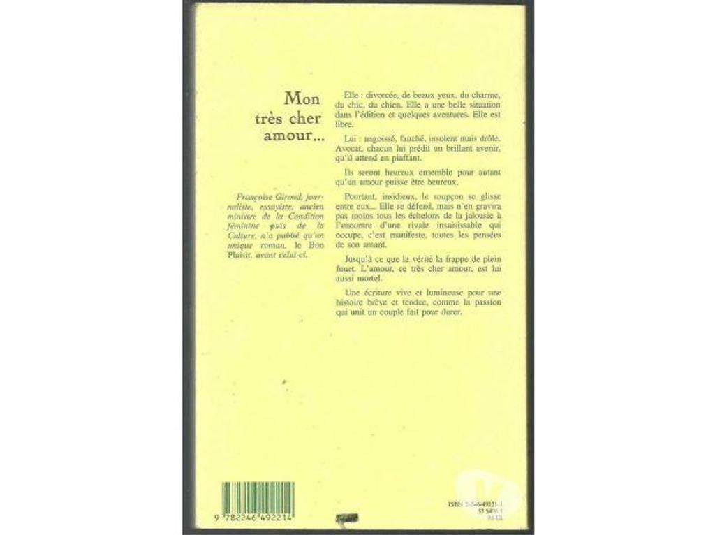 Livres occasion Tarn-et-Garonne Montauban - 82000 - Photos Vivastreet Françoise GIROUD mon très cher Amour - GRASSET -