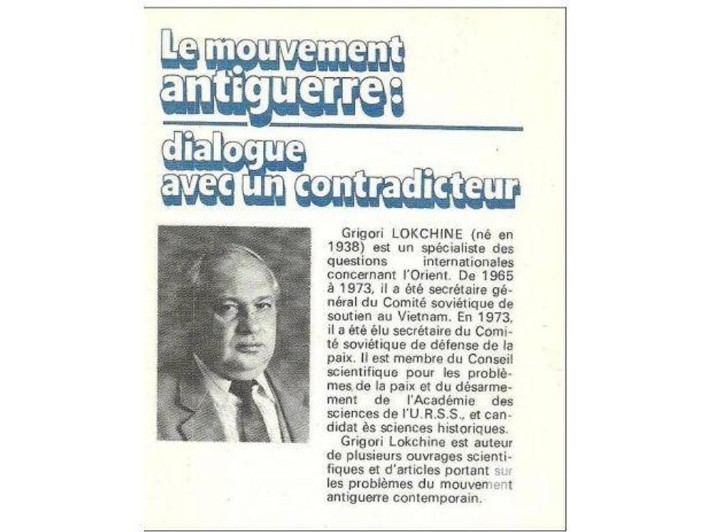 Livres occasion Tarn-et-Garonne Montauban - 82000 - Photos Vivastreet LOKCHINE GRIGORI Le mouvement antiguerre, dialogue