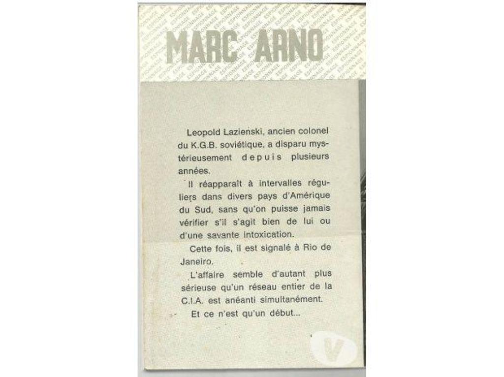 Livres occasion Tarn-et-Garonne Montauban - 82000 - Photos Vivastreet Marc ARNO Une croix pour un espion