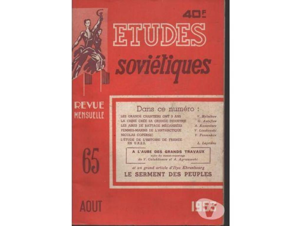 Livres occasion Tarn-et-Garonne Montauban - 82000 - Photos Vivastreet ETUDES SOVIETIQUES n° 65 d'aout 1953