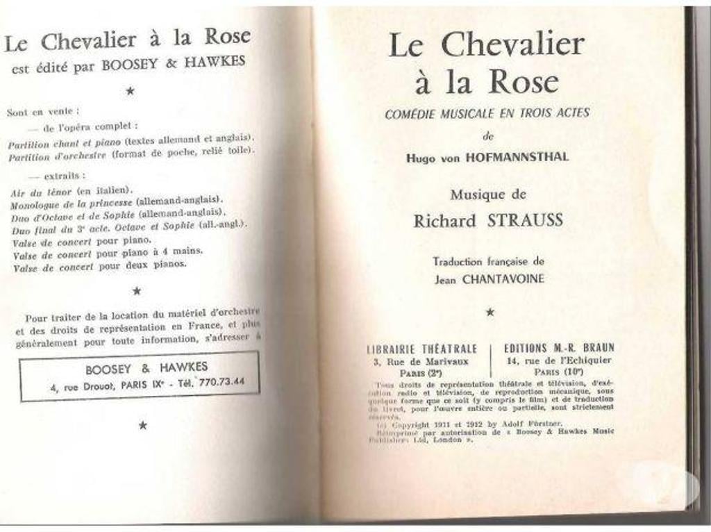 Livres occasion Tarn-et-Garonne Montauban - 82000 - Photos Vivastreet Richard STRAUSS le Chevalier à la rose