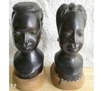 Décoration-Art-Antiquité Montauban Tarn-et-Garonne - Photos Vivastreet 2 TETES AFRICAINES (couple) , hauteur 17 cm