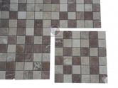  Marbre Beige - Rouge Mixte Mosaïque sur filet 
