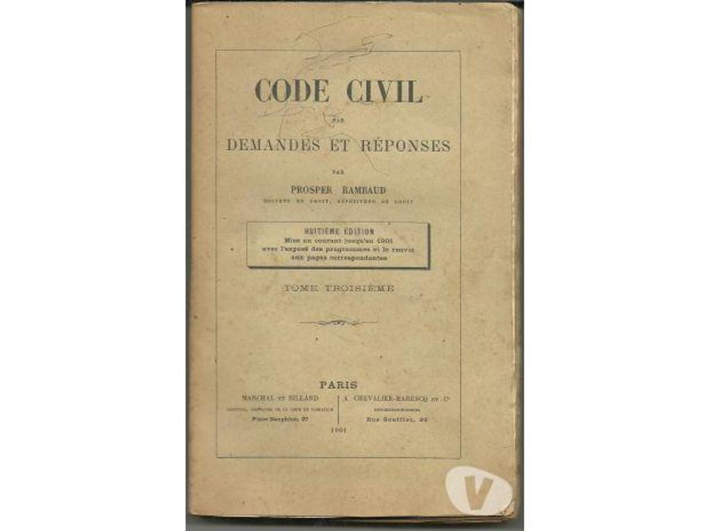 Livres occasion Tarn-et-Garonne Montauban - 82000 - Photos Vivastreet Prosper RAMBAUD CODE CIVIL par demandes et réponses - Tome 3