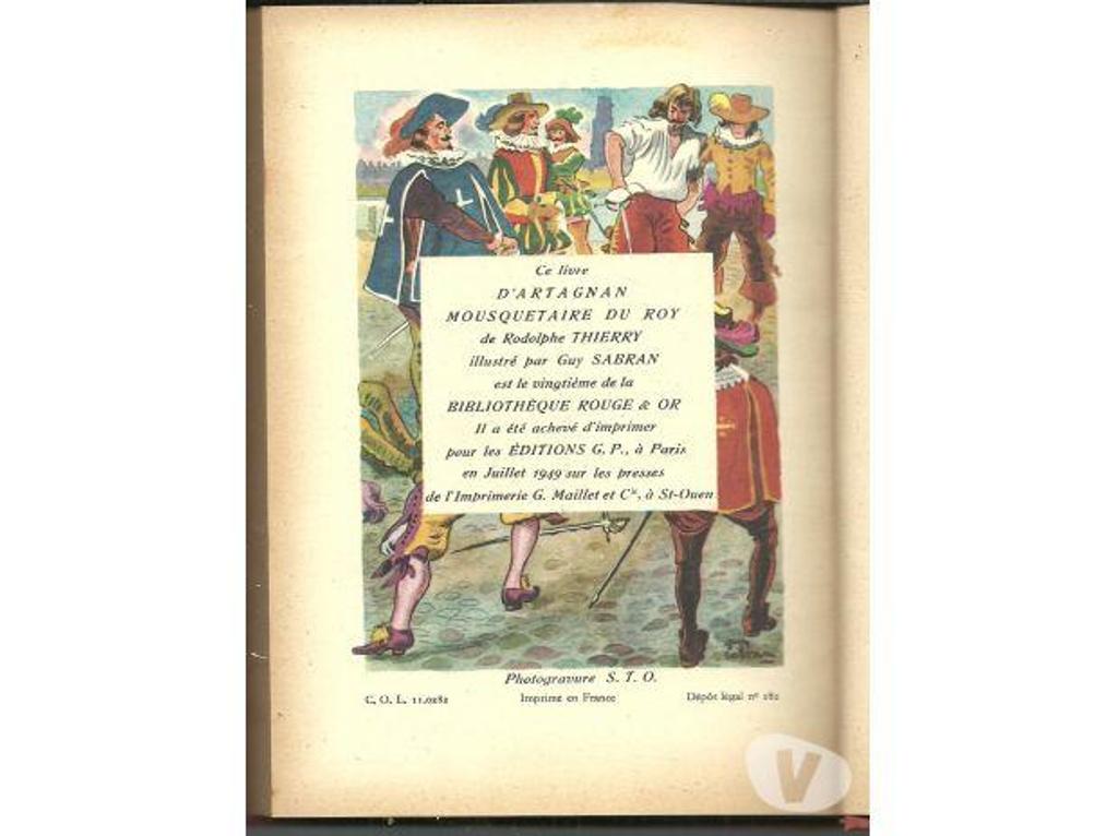 Livres occasion Tarn-et-Garonne Montauban - 82000 - Photos Vivastreet Rodolphe THIERRY D'ARTAGNAN Mousquetaire du Roy ROUGE ET OR