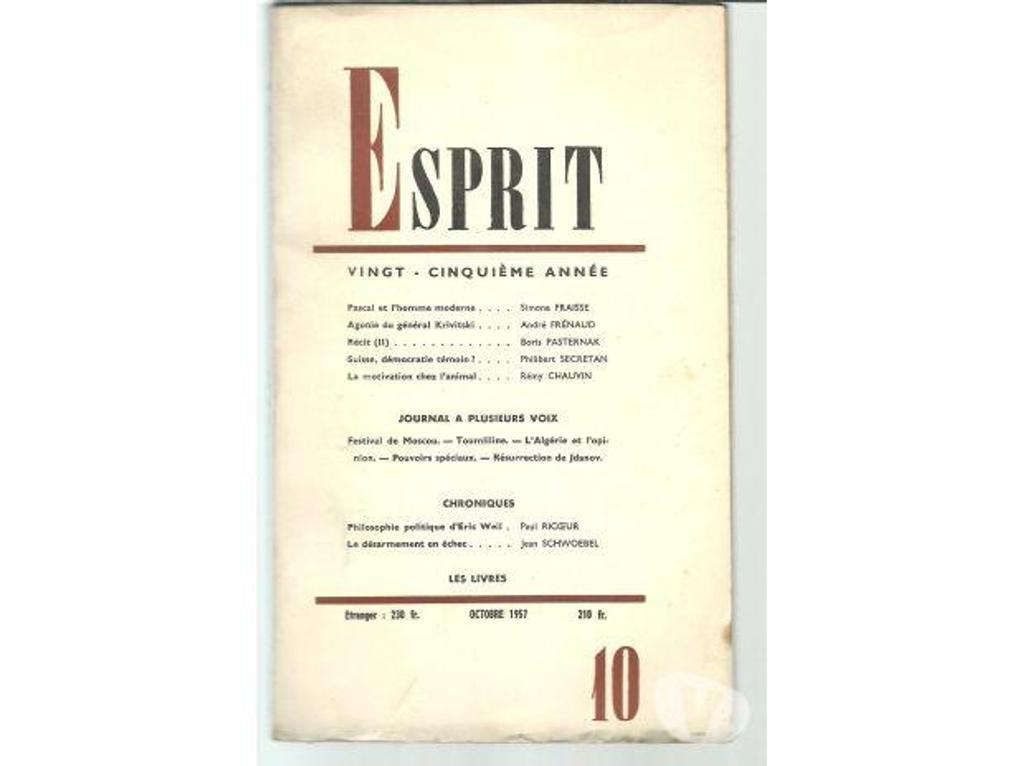 Livres occasion Tarn-et-Garonne Montauban - 82000 - Photos Vivastreet ESPRIT 25e année, n° 10 -octobre 1957