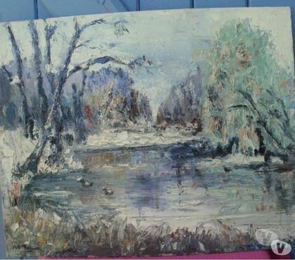 Décoration-Art-Antiquité Montauban Tarn-et-Garonne - Photos Vivastreet Huile sur carton toilé signée Bords d'étang 33 cm x 41 cm