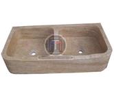  Travertin Classique Beige Évier 2 Bac 90 x 46 cm