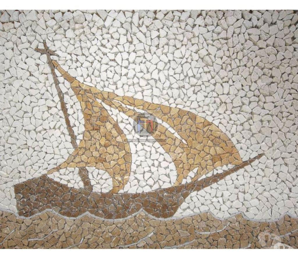Décoration - art Var Forcalqueiret - 83136 - Photos Vivastreet Travertin Mixte Tableau Bateau Mosaïque 92x66cm 