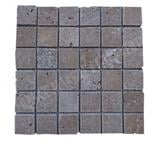 Travertin Noce Marron Mosaïque 4,8x4,8cm Rustique