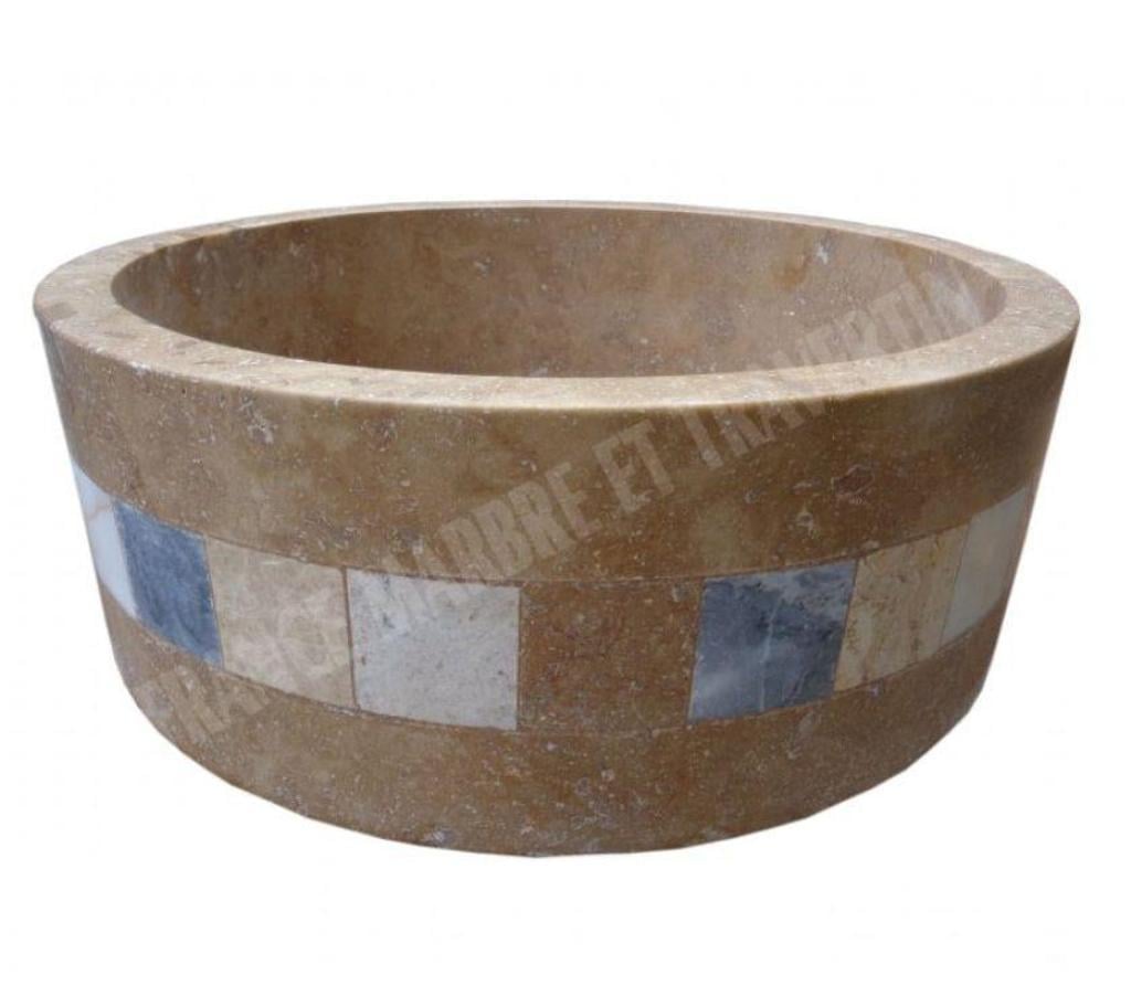 Décoration - art Var Forcalqueiret - 83136 - Photos Vivastreet Travertin Noce Marron Vasque Cylindre Mosaïque 